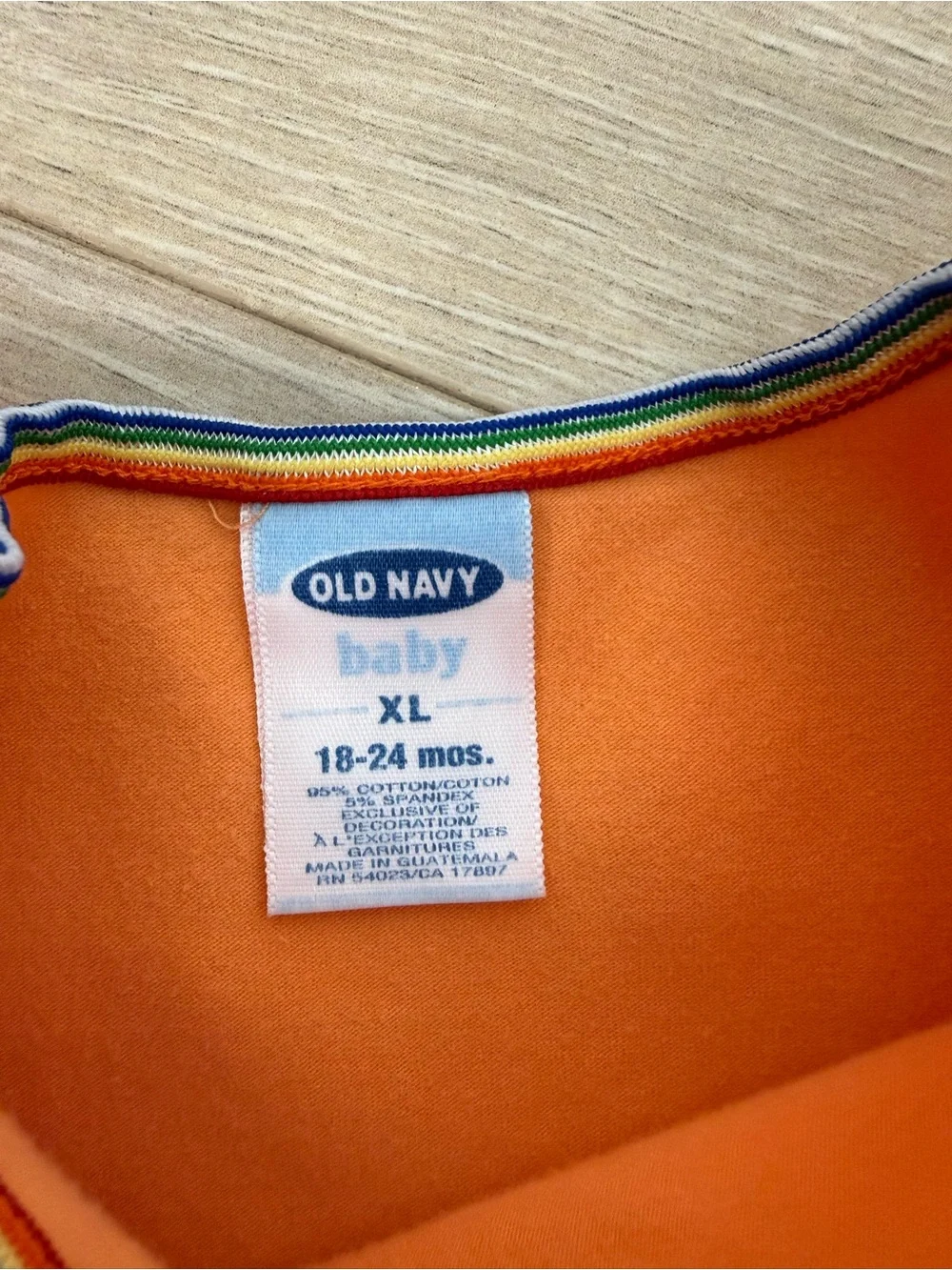 Old Navy Vintage Y2K 2001 Orange Rainbow Ruffle Edge Long Sleeve Tee